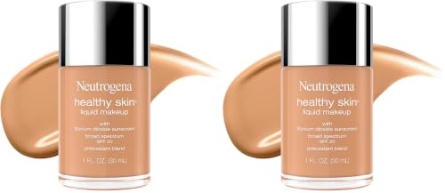 Neutrogena Healthy Skin Liquid Makeup Foundation, Broad Spectrum SPF 20 Sunscreen, Lightweight & Flawless Coverage Foundation with Antioxidant Vitamin E & Feverfew, Natural Beige, 1 fl. oz (Pack of 2)