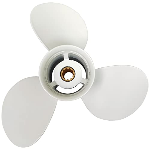 Image of 9 7 /8x12-F Boat Moto Aluminum Propeller | for Yamaha Outboard Engines 20hp 25hp 30hp,Replace 664-45954-01-00 ,10 Spline Tooth,9.875x12 - Aluminum Outboard Propeller