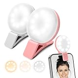 2 Pack Selfie Light for Phone, Mini Adjustable Brightness Light with 3 Lighting Mode/3 Brightness Level, 2-3 Hours, USB Portable Selfie Ring Light with 22 LED for Phone, iPad, Laptop, for Makeup