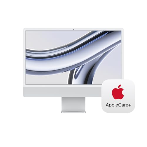 Image of Apple 2023 iMac All-in-One Desktop Computer with M3 chip: 8-core CPU, 10-core GPU, 24-inch Retina Display, 512GB SSD Storage. Works with iPhone /iPad; Silver With AppleCare+ (3 Years)