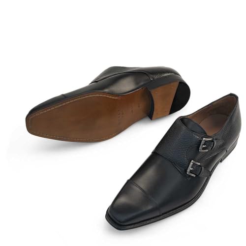 Mezlan - Double Monk Strap - Men's Cap Toe Dress Shoe in Smooth & Textured Calfskin4