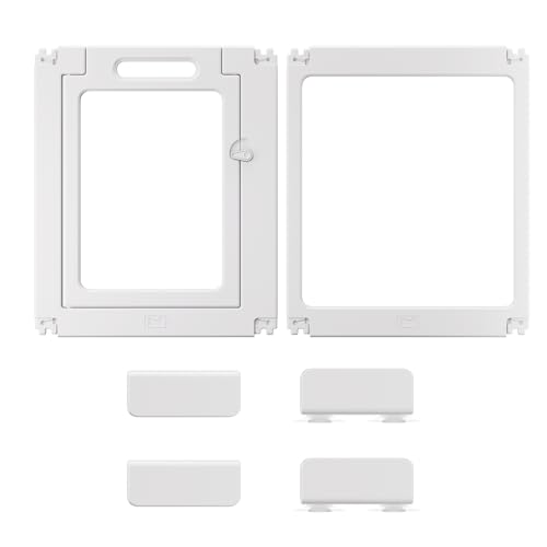 Image of Clear Acrylic Dog Playpen Indoor, Puppy Cat Small Pet Play Pen, Pet Cat Playpen for Rabbits, Dog Fence Crate Kennel Whelping Cage (G Series, 35 inch, White, Door+Panel)