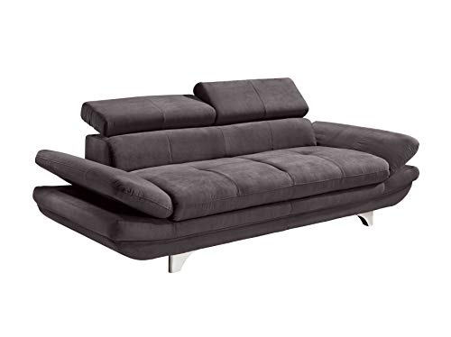 Mivano 3er-Sofa Enterprise / Dreisitzer-Couch mit Armteilfunktion und Kopfteilverstellung / 233 x 72 x 104 / Mikrofaser-Bezug, dunkelgrau – Bild 5