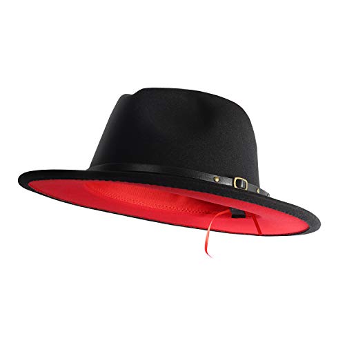 EXTREE Wide Brim Wool Felt Fedora Hat – Men & Women