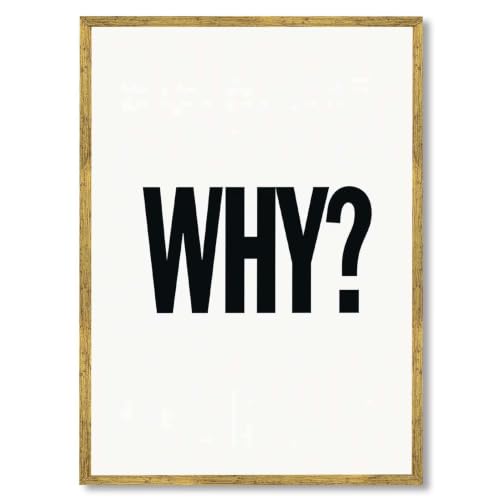 Framed Motivational Typography WHY? Canvas Print Minimalist Aesthetic Modern Poster