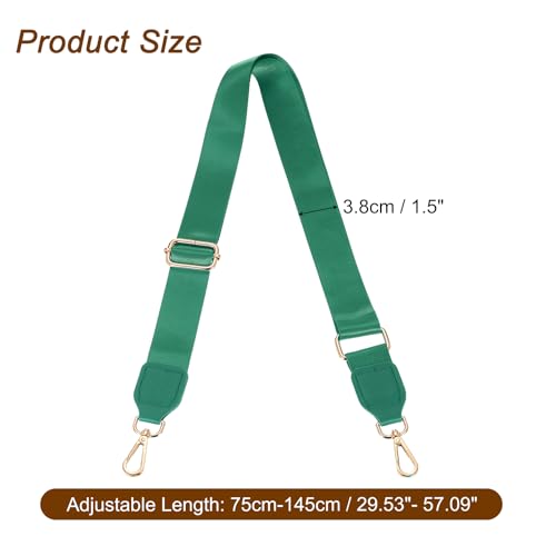 Image of uxcell Wide Shoulder Strap, 3.8cm Adjustable Purse Strap Replacement Crossbody Strap for Shoulder Bag Handbag, Green, Gold Square Mouth Buckle