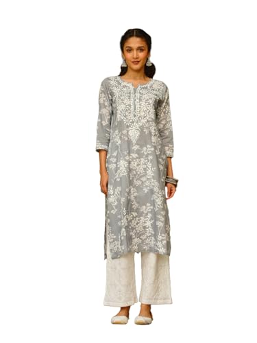 Image of Zainab Mulmul Straight Kurta |Chikankari | Chikankari Kurta | Chikankari Short Kurti | Lucknowi Chikankari Kurti (WL155-P)