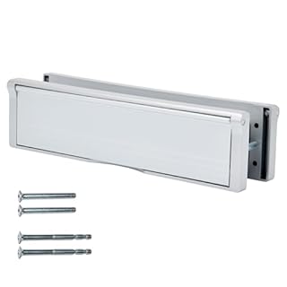 Keypak 10" (27cm) Door Letter Box - Adjustable Letterbox for UPVC Composite Timber Doors (Silver/Satin Anodised Aluminium, 40-80mm)