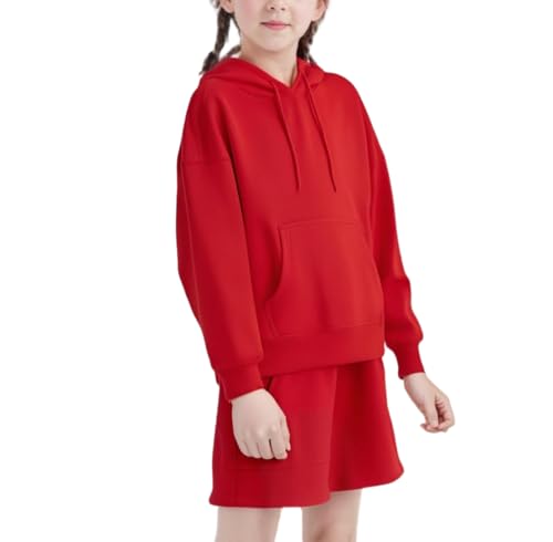 Girls' 2-Piece Athletic Outfit Long Sleeve Sweatshirt Shorts Set Sports Wear Casual Clothes for Kids Ages