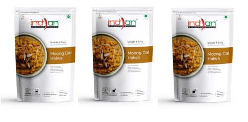 Image of Indian Kitchen Foods Instant Moong Dal Halwa - Freeze Dried, Ready-to-Eat Indian Vegetarian Meal - Pack of 3