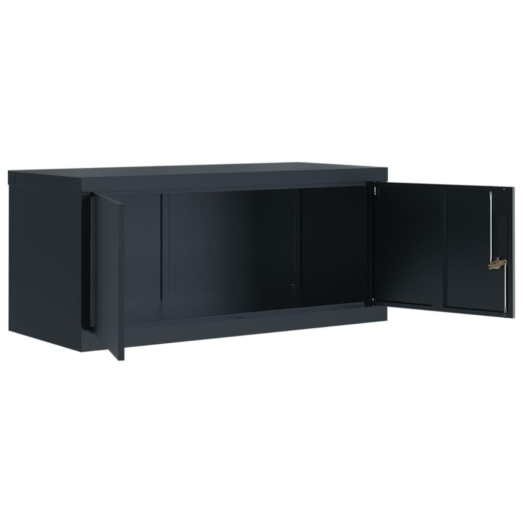 Armadio Classificatore Antracite in Acciaio Verniciato a Polvere 90x40x40 cm con Serratura e Chiavi, Mobile da Ufficio Resistente per Documenti, Sistema di Archiviazione