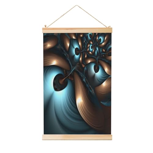 Peinture murale abstraite bleu marron toile 91x61 cm avec cadres