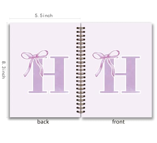Carnet monogrammé haut de gamme à couverture rigide avec initiale H et nœud violet - 3