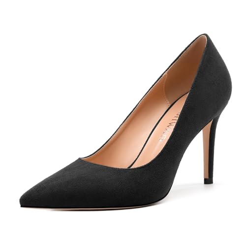 Womens Pumps Pointed Toe Stiletto High Heels Fashion Solid Suede Slip On Shoes for Women