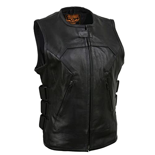 Image of Milwaukee Leather Premium Motorcycle Biker Rider Leather Vest for Women |LKL|ML|MLL|SH