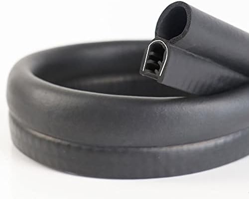 9/16inch U Height-Weather Stripping with Top Bulb-Fits 0.39inch Gap Range-PVC Rubber Seal with Metal-Strong but Flexible-Collision Avoidance for Cars,RVs,Trucks Door-Black (5ft)