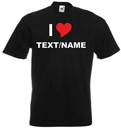 INDIGOS UG - Camiseta Hombre - Me Encanta - Me Encanta - Estampa con corazón Individualmente - Estampado con el Texto Que desees - Estampado Personalizado - Regalo para Fiesta Deporte Novia Cover