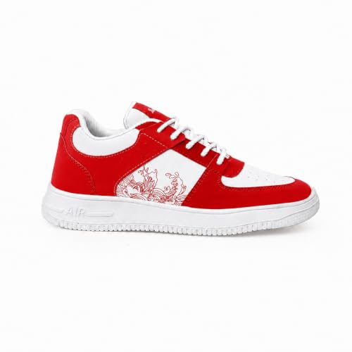Image of Men's White-Red Casual Airmix Shoes | Premium Soft Cushion Sole | Lightweight Breathable Sneakers for Walking Office Travel College & Outdoor
