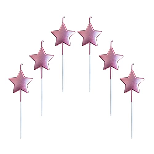 Velas de Cumpleaños en Forma Estrella,6 Pcs Velas únicas para