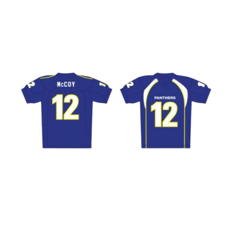 J.D. McCoy #12 Night Light Football Jersey All Sewn Custom Name Blue