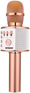 BONAOK Wireless Bluetooth Karaoke Microphone, 3-in-1 Portable Handheld Mic Speaker for All Smartphones,Gifts for Girls Kids Adults All Age Q37(Rose Gold)