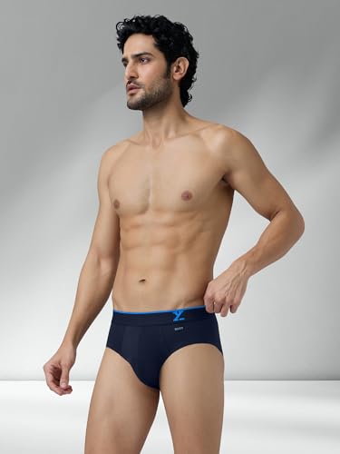 Image of XYXX Men's Traq Super Combed Cotton Regular Fit Solid Antibacterial Briefs with No Marks Waistband (Pack of 2)