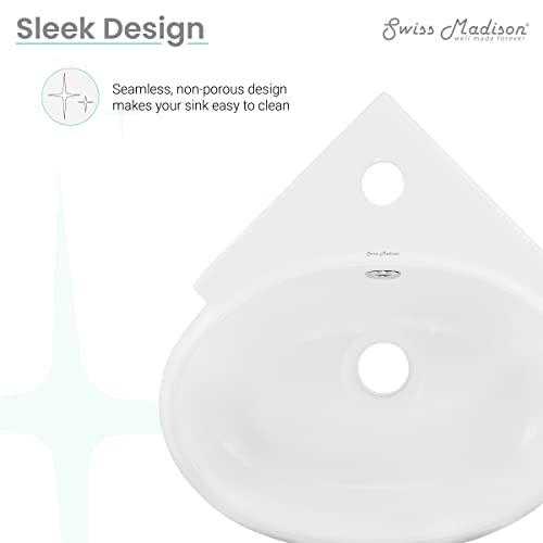 Lavabo suspendido angular Swiss Madison SM-WS328 con superficie antiadherente de fácil limpieza 6