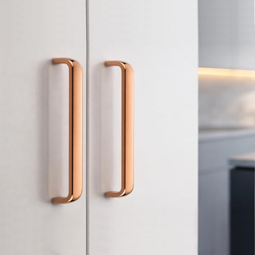 Image of 5.5 Inches PVD Rose Gold Stainless Steel Kitchen Cabinet Handles /Drawer Pull Handles for Cupboard & Almirah /Long Wardrobe & Furniture Door Handles(Pack of 6)