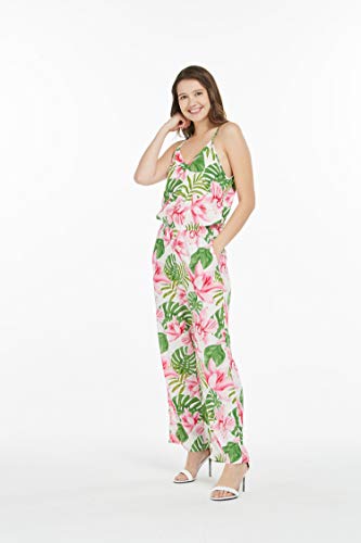Image of Matchable Family Hawaiian Luau V Neck Jumpsuit, Lotus and Orchid, Women, Medium