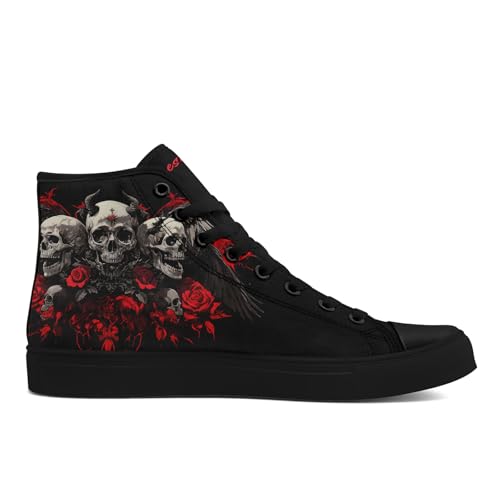 Unisex Skull High Top Sneakers Gothic Punk Hip Hop Canvas Tennis Shoes Fashion Comfortable Walking Shoes2
