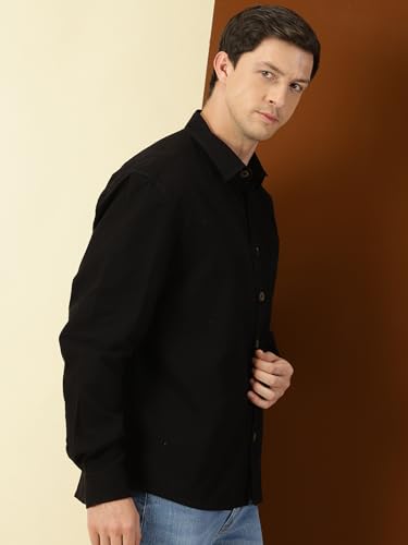 Image of Thomas Scott Men's | Solid | Full Sleeve | Loose Fit | 100% Cotton | Single Pocket | Spread Collar | Casual Shirt