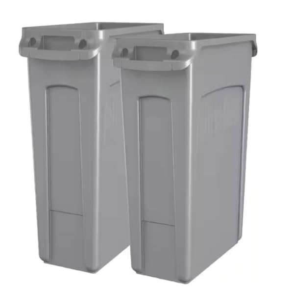 23 Gallon Gray Vented Trash Can (2-Pack) OI72084