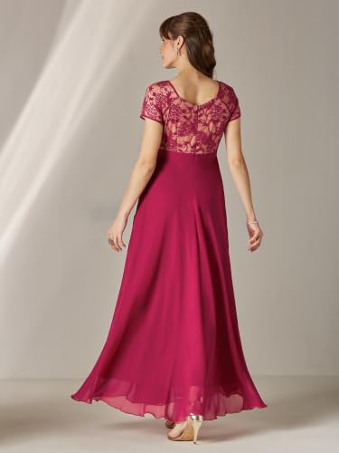 Image of Miss Chase Women's V-Neck Full Sleeve Self Design Lace-Overlaid Georgette Maxi Dress