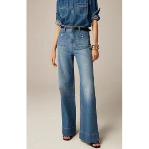 Tummy Control High Waisted Wide Leg Jeans for Women - Sailor Style Stretchy Denim Pants, Straight Fit2