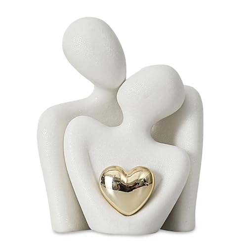 QingWing Statue de Couple Romantique, Blanc Statue de Couple Romantique en Porcelaine pour Mariage pour Décoration D'étagère, Chambre, Bibliothèque, Cadeau de...