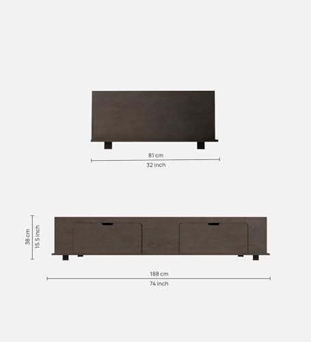 Image of Cyprus Multipurpose Diwan Single Bed with Storage Engineered Wood Single Box Bed Dark Wenge Finish Knock Down