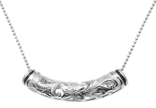 Arthur's Jewelry 925 sterling silver Hawaiian plumeria scroll barrel black enamel pendant3