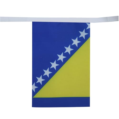 Image of AZ FLAG Bosnia and Herzegovina 6 meters BUNTING Flag 20 flags 9'' x 6'' - Bosnian Herzegovinian STRING flags 15 x 21 cm