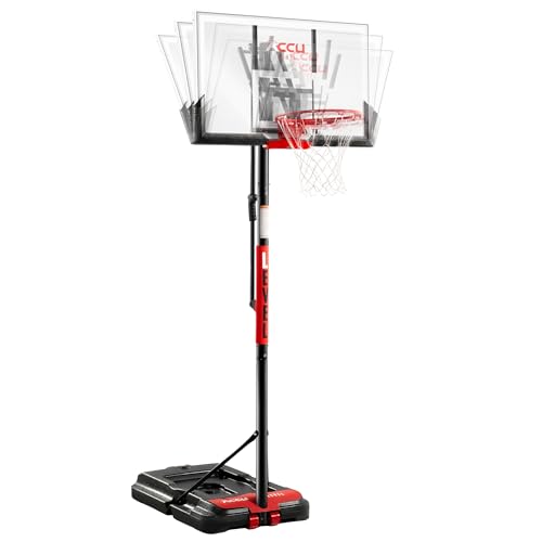 ACCU LEVEL Swift Lift Basketball Hoop Outdoor 4.8-10ft Adjustable Portable Basketball Goals System for Youth and Adults 48