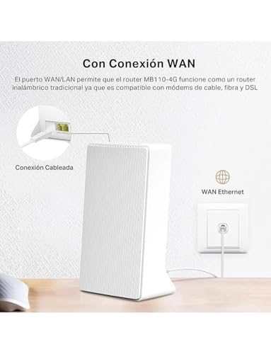 Mercusys MB110-4G - Router 4G LTE SIM, WiFi 300 Mbps, 2 Puertos Ethernet - Imagen 3