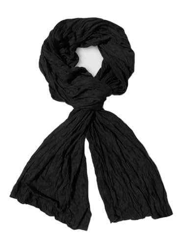 WANSSY® Jersey Schal Damen Herren Halstuch Jersey Tuch Unisex Faltenschal (Schwarz)