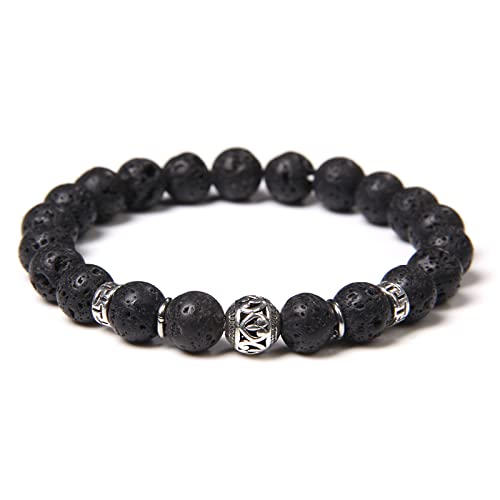 Bracelet en pierre naturelle d'agate et lave de 19cm