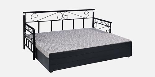 Image of 3 Seater Metal Sofa Cum Bed with Hydraulic Storage | King Size Sofa Cuma Bed | 3 Seater Sofa Set, Metal Sofa Set for Living Room (Multi Grey & Black, King Size (76 x 72))