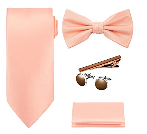 Image of Tie G .5pcs Tie set in a gift box : Tie sets : Solid color Neck tie,Satin Bow tie,Pocket Square, Lapel, Cuffs link
