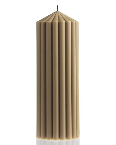 LAWA Ribbed Peak Pillar Candle - Large Beautiful Handmade Pillar