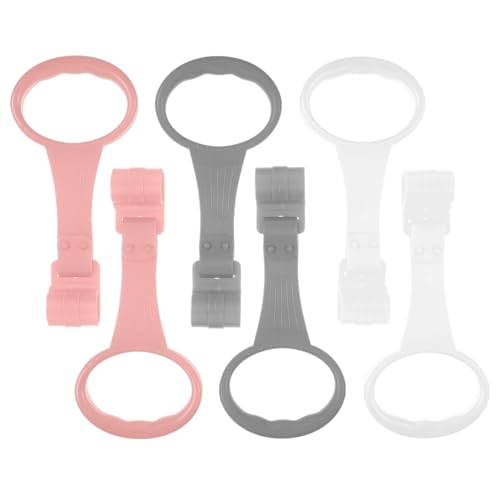 JECOMPRIS Baby Pull Up Rings, 6 Pack Standing Assistant for Infant Playpen and Crib, Toddler Walking Training Tools for Playard, Modern Nursery Accessories (Pink, Grey, White)