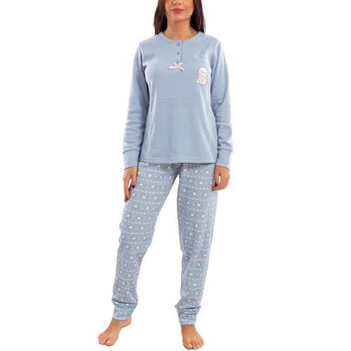 Pyjama hiver femme peluche chats manches longues pantalon coton chaud Toocool 2141