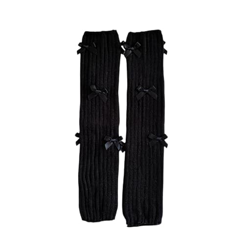 Image of Fashion Girl Knit Leg Warmers Harajuku Bow Decor Loose Socks Vintage Kawaii Leg Sleeves Lolita Socks