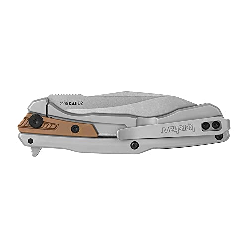 Kershaw Endgame Pocket Knife, 3.25" D2 Carbon Steel Spear Point Blade, Manual Flipper Opening, Frame Lock, Reversible Deep-Carry Pocketclip #TOP4
