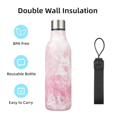 Image of Konokyo Insulated Water Bottle with Strap,25 oz Double Wall Stainless Steel Vacuum Bottles Metal Water Flask,Blossom